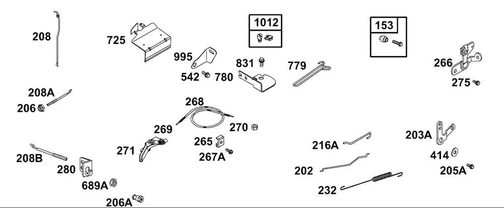 Controls 1 Diagram and Parts List for 133232-1012-XX  Briggs and Stratton Engine